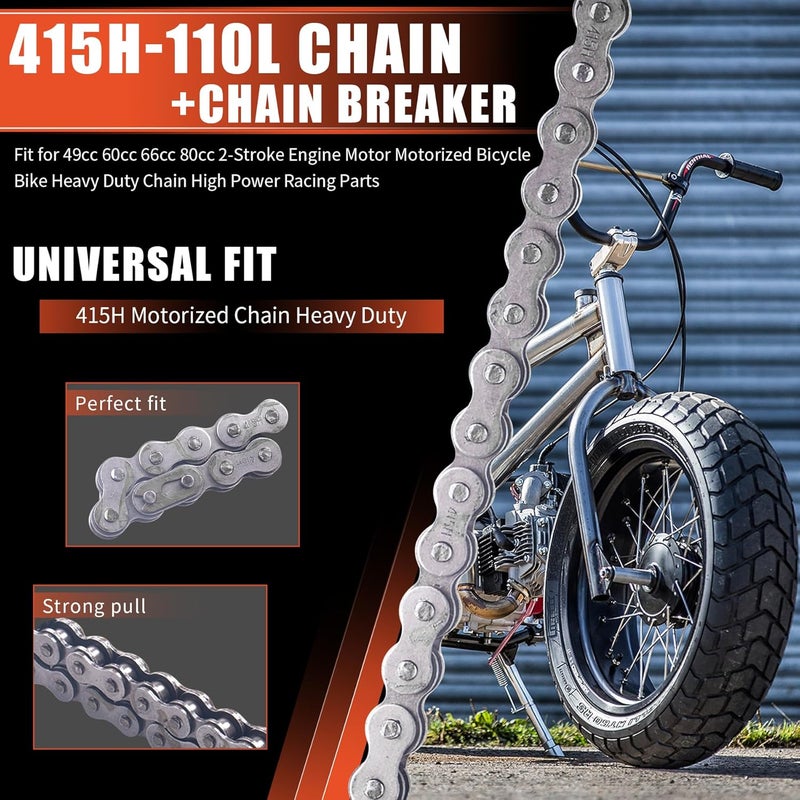 MRELC 415H-110L Chain +Chain Breaker fit for 49cc 60cc 66cc 80cc 2-Stroke Engine Motor Motorized Bicycle Bike Heavy Duty Chain High Power Racing Parts - Image 4